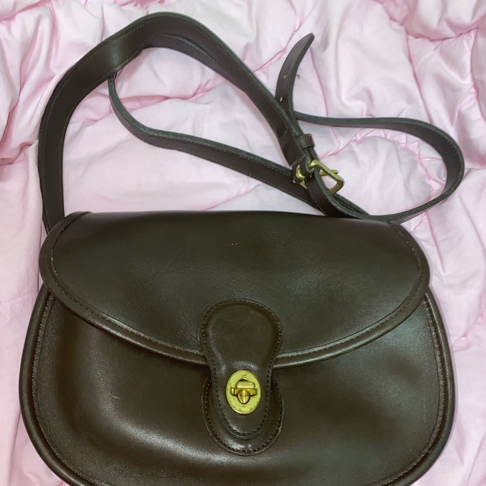 Dark brown leather, vintage Coach